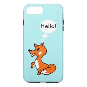Cute cartoon fox on blue background saying hello Case-Mate iPhone case
