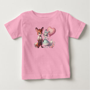 Cute cartoon foxes Valentine's day Baby T-Shirt