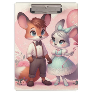 Cute cartoon foxes Valentine's day Clipboard