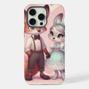 Cute cartoon foxes Valentine's day iPhone 15 Pro Max Case