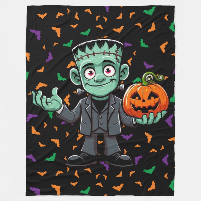 Cute, cartoon Frankenstein's monster Fleece Blanket (Front)
