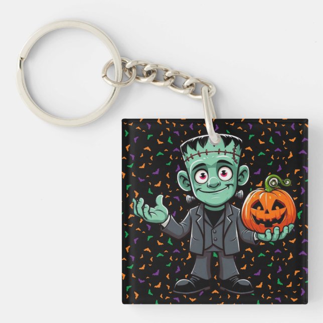 Cute, cartoon Frankenstein's monster Key Ring (Front)