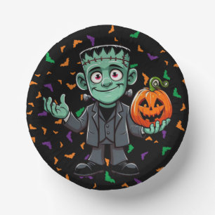 Cute, cartoon Frankenstein's monster Paper Plate
