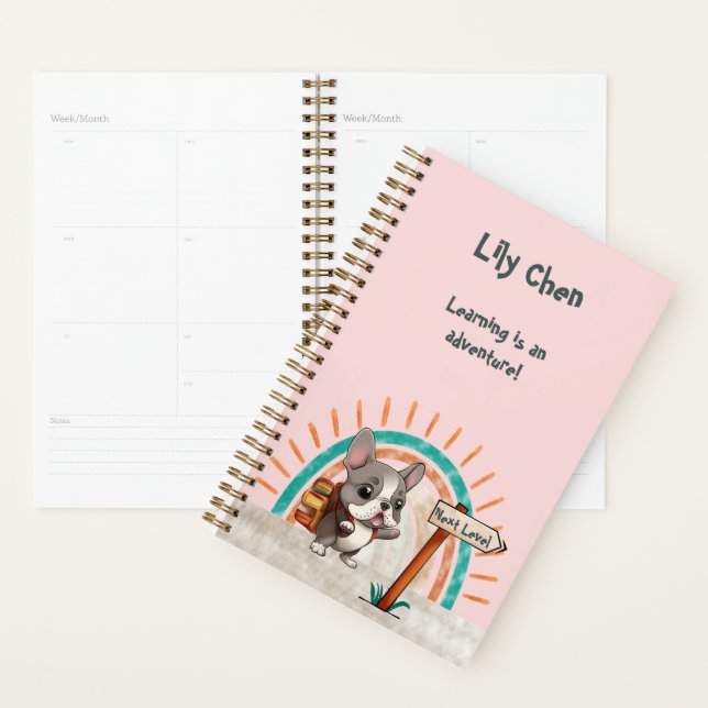 Cute Cartoon French Bulldog Back to School student Planner (Display)