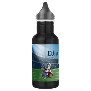 Cute Cartoon French bulldog quarterback Stadium  532 Ml Water Bottle