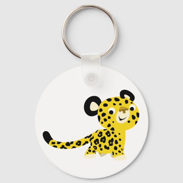 Cute Cartoon Friendly Leopard Keychain (Front)