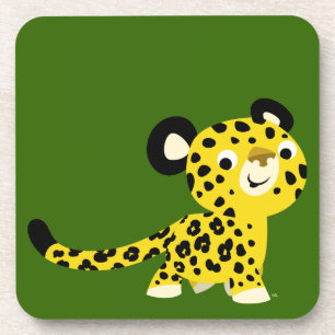 Cute Cartoon Friendly Leopard Set of Coasters
