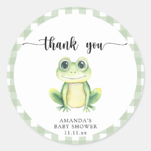 Cute cartoon frog baby shower thank you classic round sticker