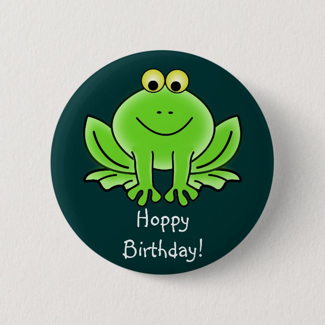 Cute Cartoon Frog Hoppy Birthday Funny Greeting 6 Cm Round Badge (Front)
