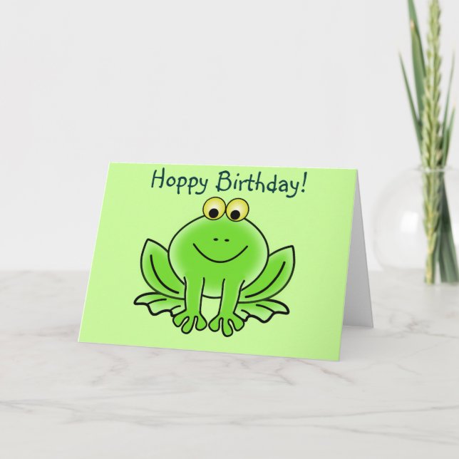 Cute Cartoon Frog Hoppy Birthday Funny Greeting Card (Front)
