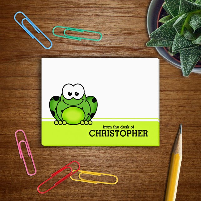 Cute Cartoon Frog Personalised Post-it Notes (Creator Uploaded)