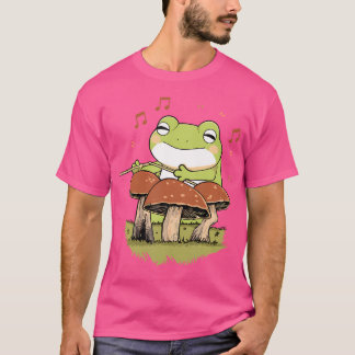 Cute Cartoon Frog Playing On Drum Mushroom T-Shirt