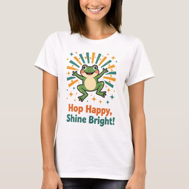 Cute Cartoon Frog with Mushroom Hat Tee (Front)
