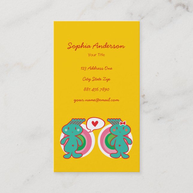 Cute Cartoon Fun Sweet Funny Funky Business Card (Front)