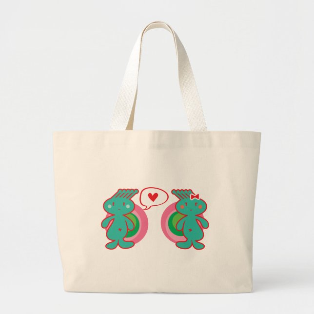 Cute Cartoon Fun Sweet Funny Funky Large Tote Bag (Front)