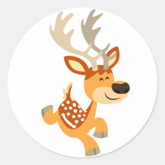 Cute Cartoon Gamboling Fallow Deer Sticker