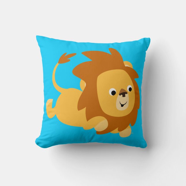 Cute Cartoon Gamboling Lion Pillow (Front)