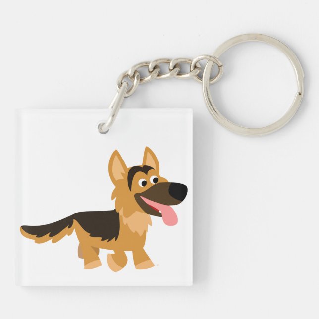 Cute Cartoon German Shepherd Dog Acrylic Keychain (Back)
