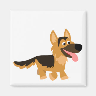 Cute Cartoon German Shepherd Dog Magnet