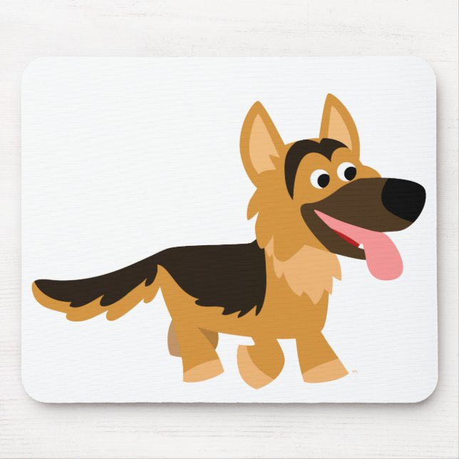 Cute Cartoon German Shepherd Dog Mousepad (Front)