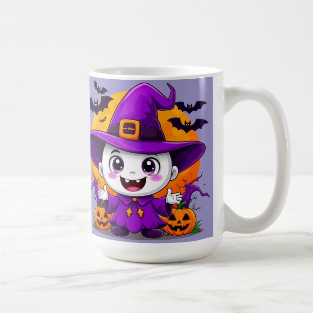 Cute Cartoon Ghost In Witch Hat Halloween Gift  Coffee Mug (Right)