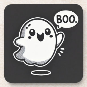 Cute Cartoon Ghost Saying Boo Coaster