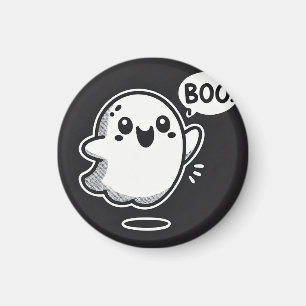 Cute Cartoon Ghost Saying Boo Magnet