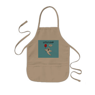 Cute Cartoon Ghost with Red Balloon Add Name Kids Apron