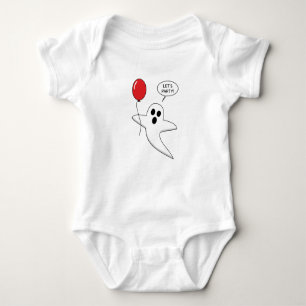 Cute Cartoon Ghost with Red Balloon Baby Bodysuit