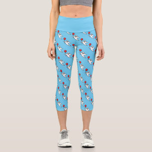 Cute Cartoon Ghost with Red Balloon Pattern Capri Leggings