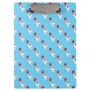 Cute Cartoon Ghost with Red Balloon Pattern Clipboard