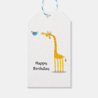 Cute cartoon giraffe and bird gift tags