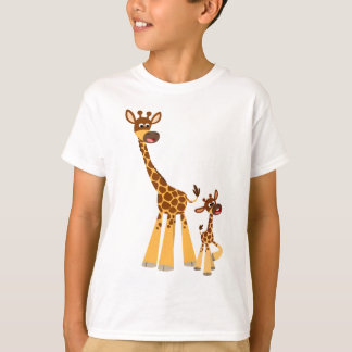 Cute Cartoon Giraffe and Calf Kids T-Shirt