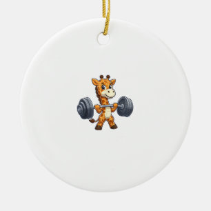 Cute Cartoon Giraffe Lifting Weights Fitness Gym Ceramic Tree Decoration