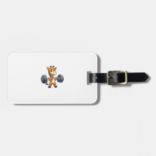 Cute Cartoon Giraffe Lifting Weights Fitness Gym  Luggage Tag