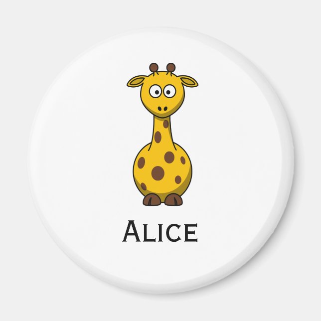 Cute Cartoon Giraffe Magnet with Child's Name (Front)