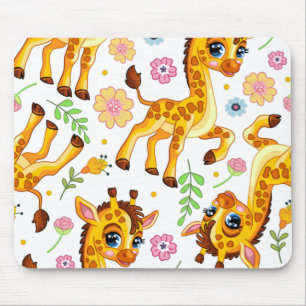 Cute cartoon giraffe mouse pad