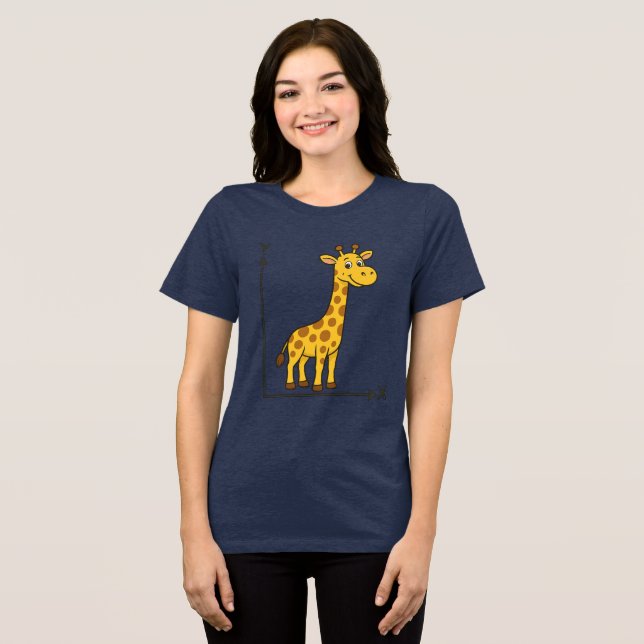 Cute Cartoon Giraffe on Math X-Y Axis Tri-Blend Shirt (Front Full)