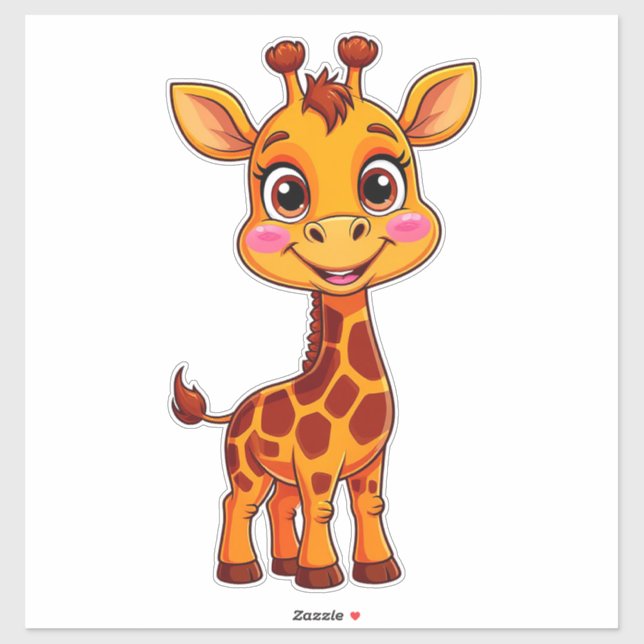 Cute Cartoon Giraffe Standing Cheerfully (Sheet)