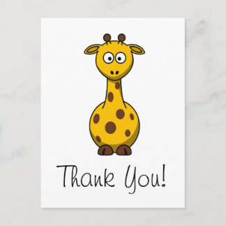 Cute Cartoon Giraffe Thank You Card