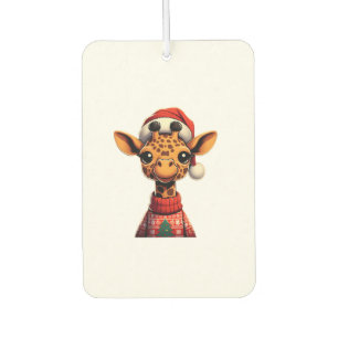 Cute Cartoon Giraffe With Santa Hat Christmas Xmas Car Air Freshener