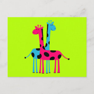 Cute Cartoon Giraffes Postcard