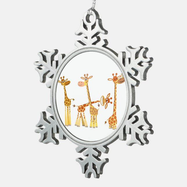 Cute Cartoon Giraffes: The Herd Pewter Ornament (Right)