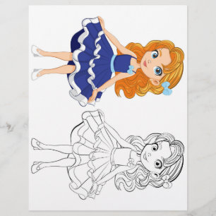 Cute Cartoon girl  colouring page