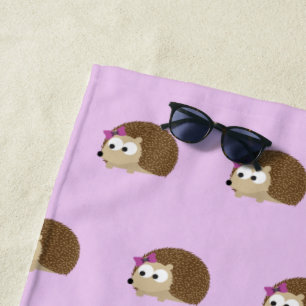 Cute Cartoon Girl Hedgehog Pattern Beach Towel
