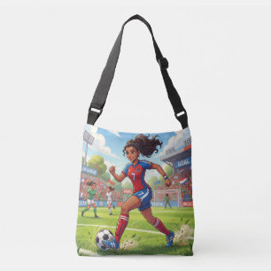 Cute Cartoon Girl Playing Soccer Football Crossbody Bag