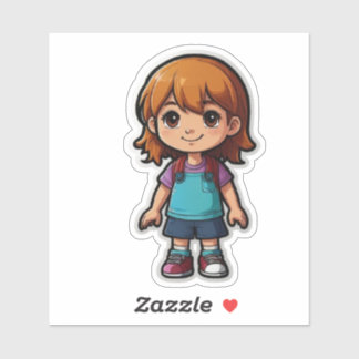 Cute Cartoon Girl Sticker – Perfect for Kids