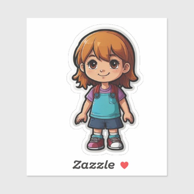  Cute Cartoon Girl Sticker – Perfect for Kids (Sheet)