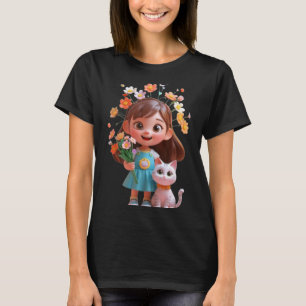 Cute Cartoon Girl with a Playful Funny Unisex T-Shirt