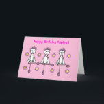 Cute Cartoon Girls Triplets Pink Birthday Card<br><div class="desc">Cute cartoon featuring three little girls dancing surrounded by flowers.  Message reads 'Happy Birthday Triplets' Easily personalise this card by editing the template text.  Thanks for viewing my cartoons.</div>